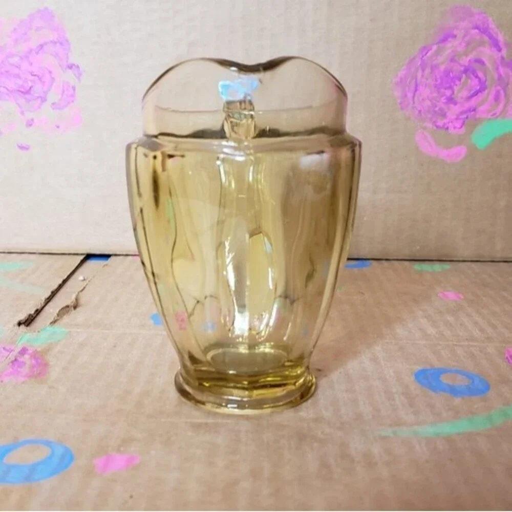 VINTAGE YELLOW GLASS CREAM CREAMER PITCHER